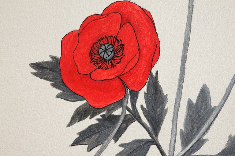 Susanna Kajermo Törner: Papaver (detalj), 2017 (Akryltusj)